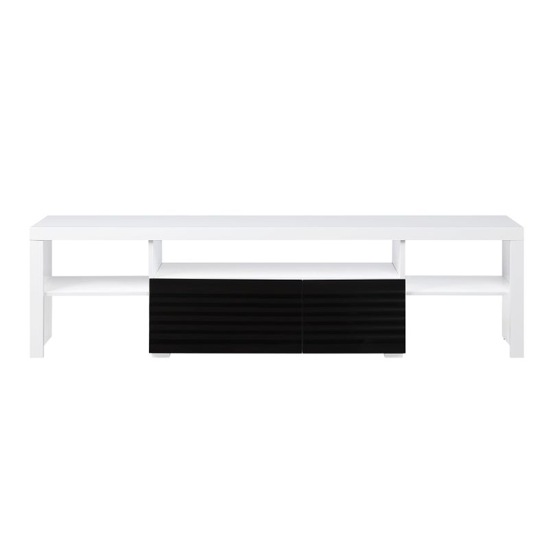 ACME Buck II TV Stand, White & Black High Gloss Finish