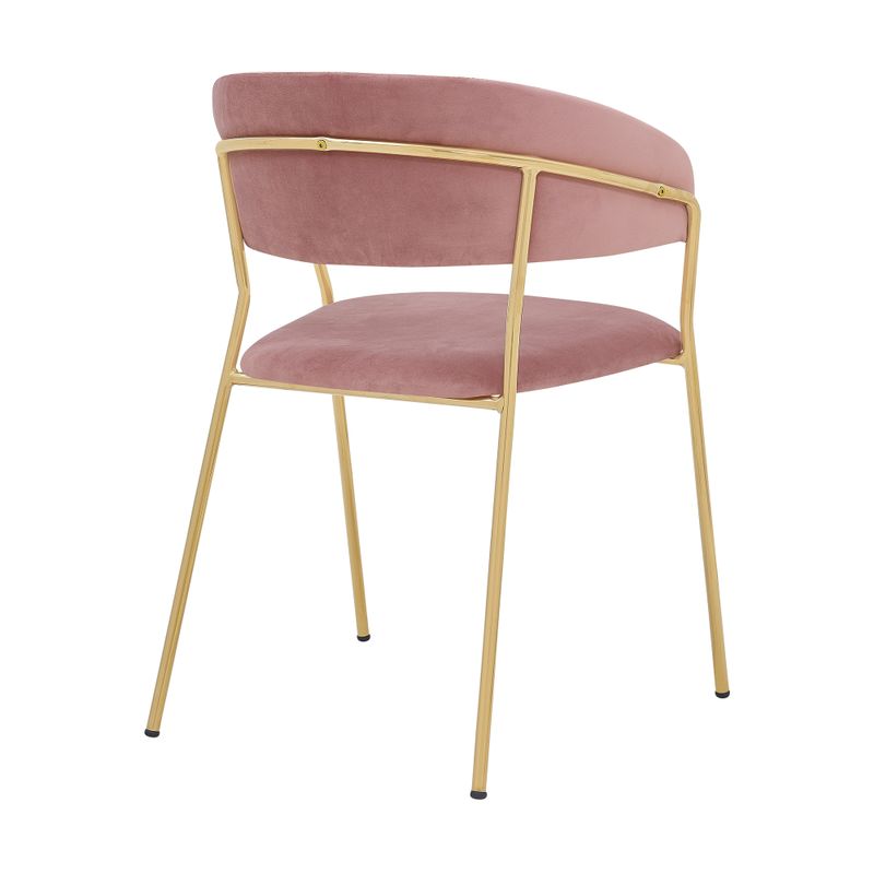 Nara Modern Pink Velvet and Gold Metal Leg Dining Room Chairs - Set of 2