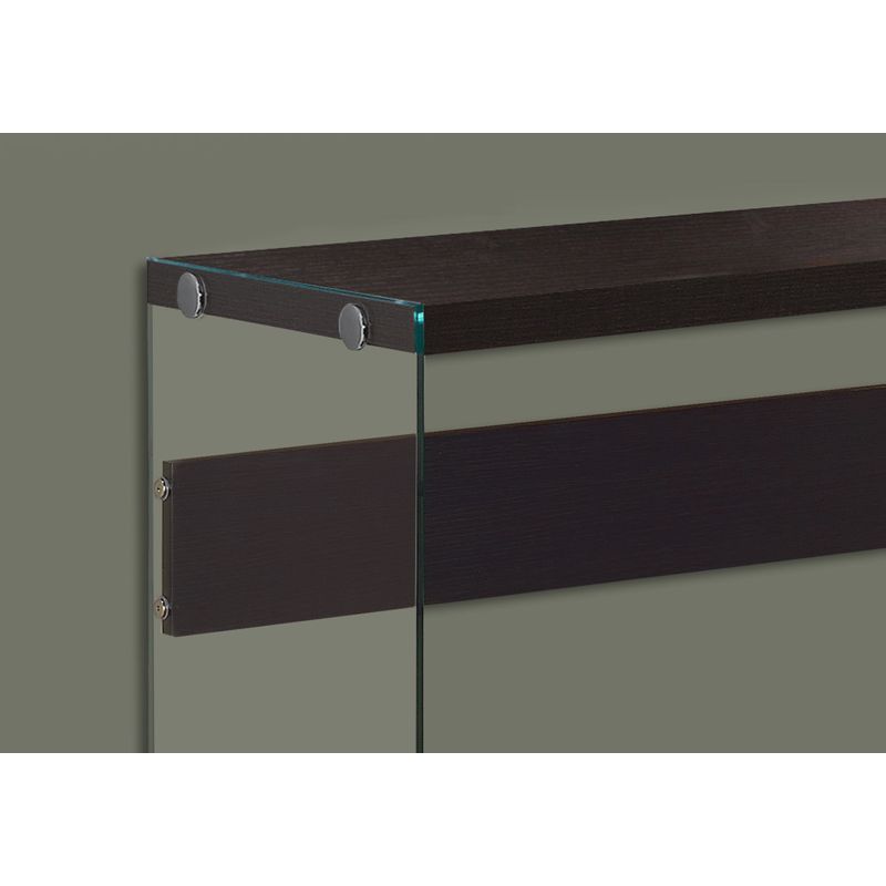 Accent Table/ Console/ Entryway/ Narrow/ Sofa/ Living Room/ Bedroom/ Tempered Glass/ Laminate/ Brown/ Clear/ Contemporary/ Modern