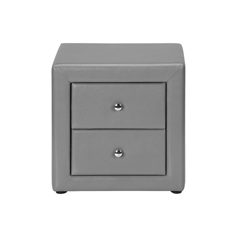 Bedroom Accent/ Nightstand/ End/ Side/ Lamp/ Storage Drawer/ Bedroom/ Upholstered/ Pu Leather Look/ Grey/ Transitional