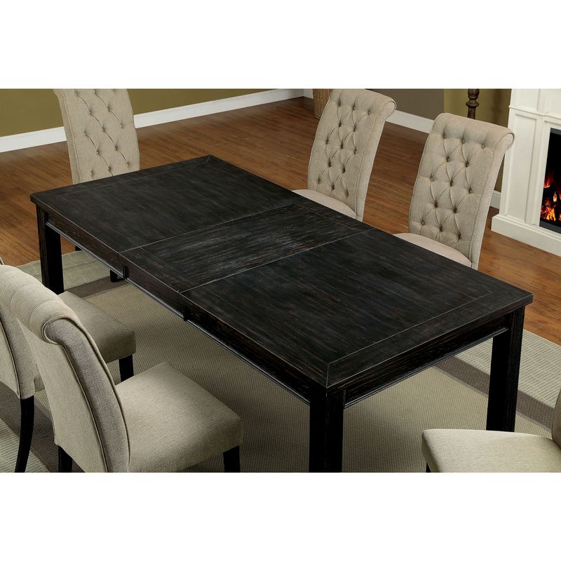 Rustic Wood Extendable Dining Table in Antique Black