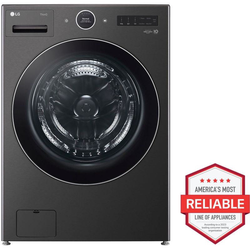 LG - 5.0 Cu. Ft. High-Efficiency Stackable Smart Front Load Washer with Steam and TurboWash 360 - Black Steel