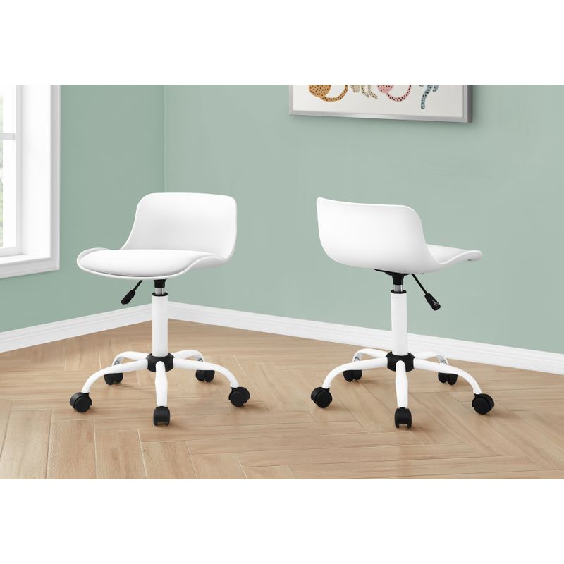 Office Chair/ Adjustable Height/ Swivel/ Ergonomic/ Computer Desk/ Work/ Juvenile/ Metal/ Pu Leather Look/ White/ Contemporary/ Modern