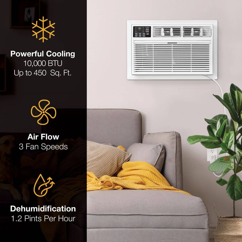 Whirlpool - 10,000 BTU 450 Sq. Ft. 230V In Wall Air Conditioner - White