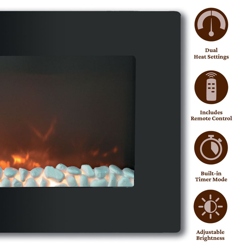 Callisto 30-In. Wall-Mount Electric Fireplace with Flat Panel and Crystal Rocks