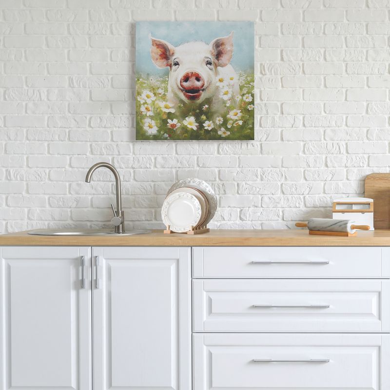 Pig/Green Multi Sunshine Animals Pig Canvas Wall Art See below