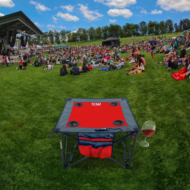 Adjustable Height Folding Wine Table Red & Gray