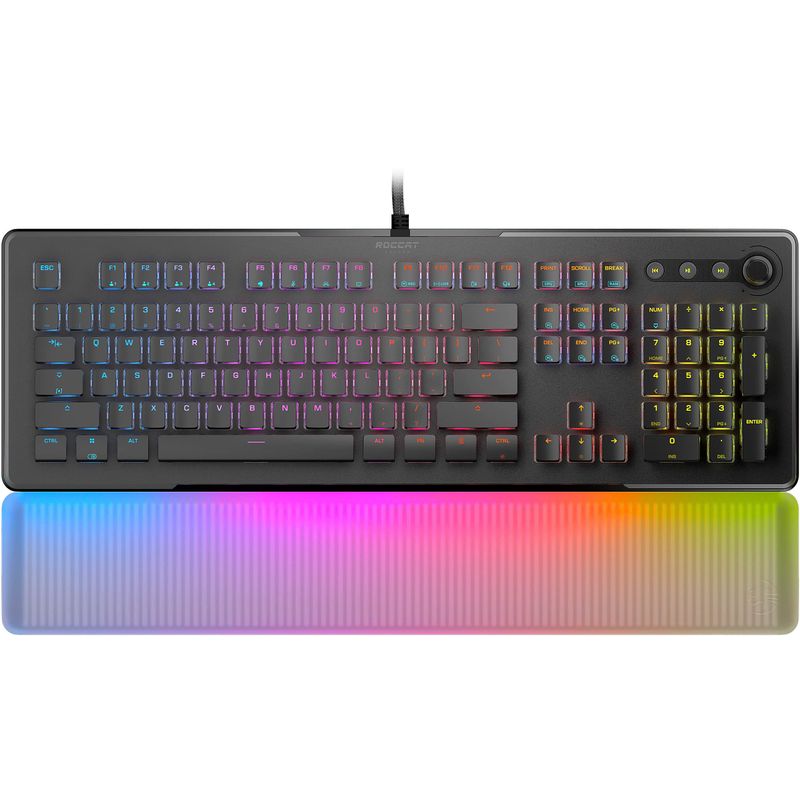 ROCCAT - Vulcan II Max Full-size Wired Keyboard with Optical Titan Switch RGB Lighting Aluminum Top Plate and Palm Rest - Black