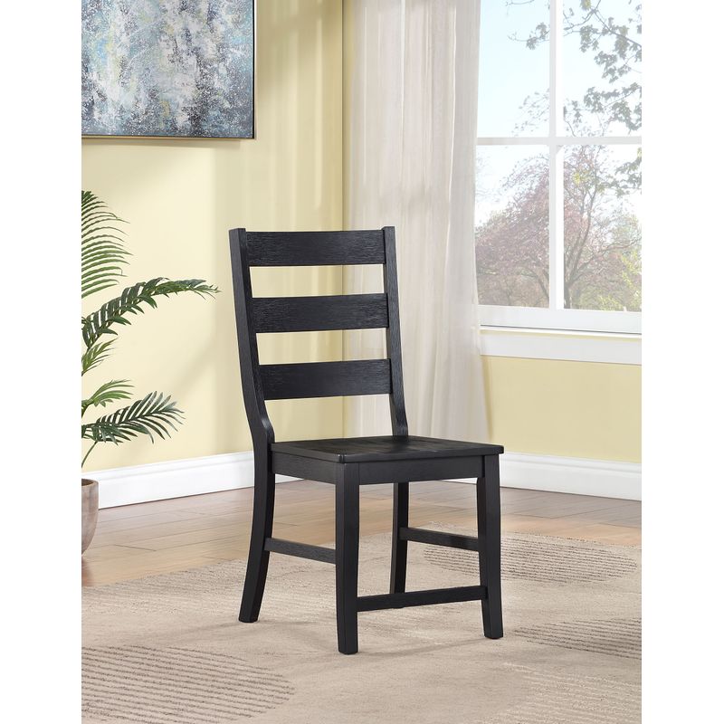 Newport Ladder Back Dining Side Chair Black (Set of 2)