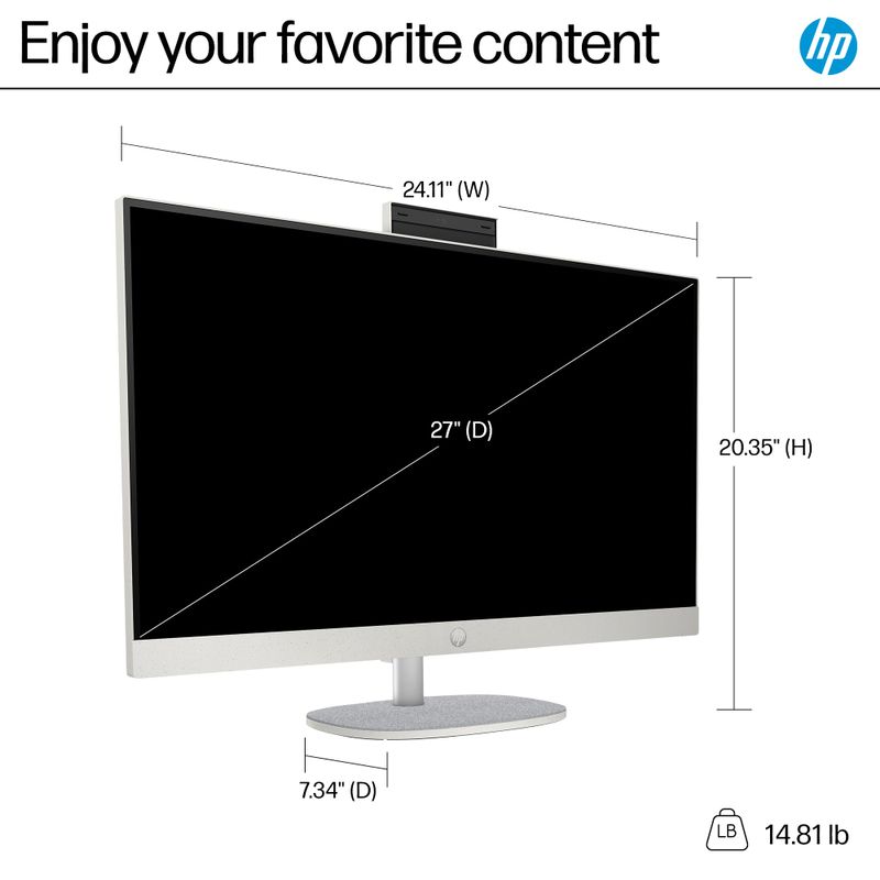 HP - 27" Full HD Touch-Screen All-in-One with Adjustable Height - Intel Core Ultra 7 - 16GB Memory - 1TB SSD - Shell White