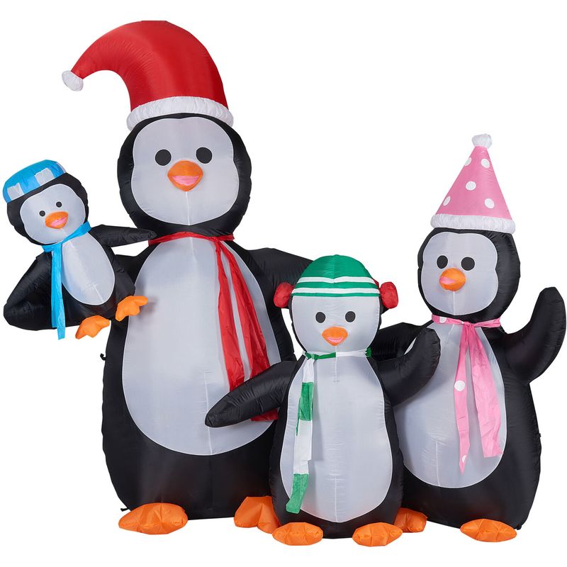 Christmas Time 10-Ft. Tall Penguin Family, Prelit Outdoor Christmas Inflatable with Storage Bag