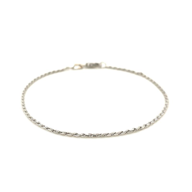 2.0mm 14k White Gold Diamond Cut Rope Anklet (10 Inch)