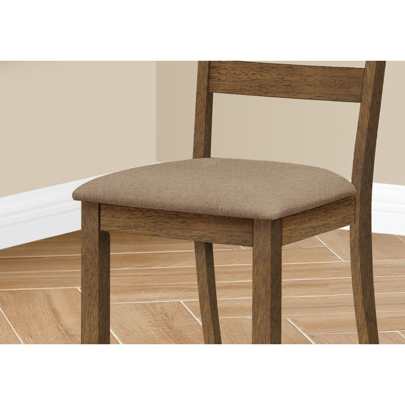 Dining Chair/ Set Of 2/ Side/ Upholstered/ Kitchen/ Dining Room/ Fabric/ Wood Legs/ Brown/ Beige/ Transitional