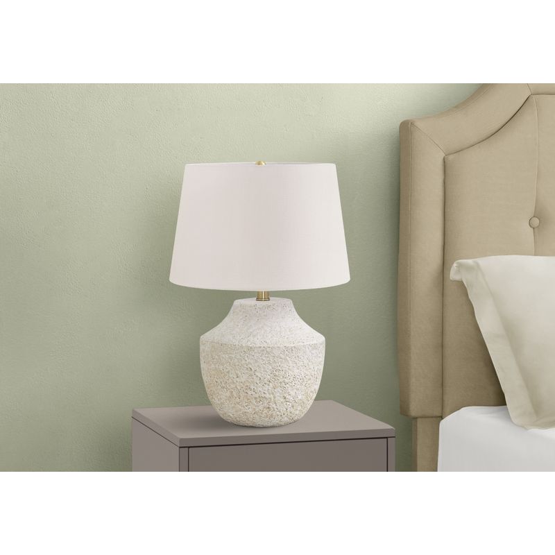 Lighting - 20"H Table Lamp Cream Concrete / Ivory Shade