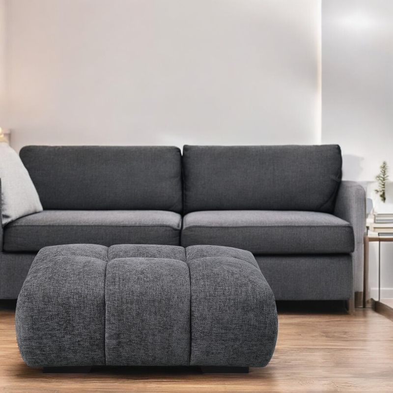 ACME Chloris Ottoman, Gray Linen