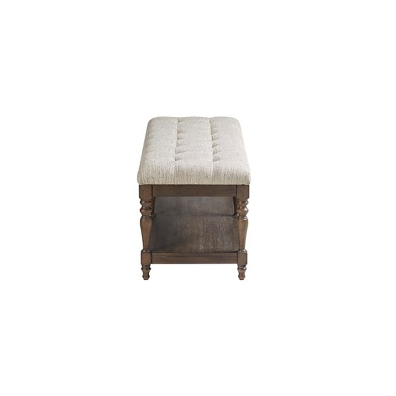 Ivory Highland Tufted Accent Bench with Shelf