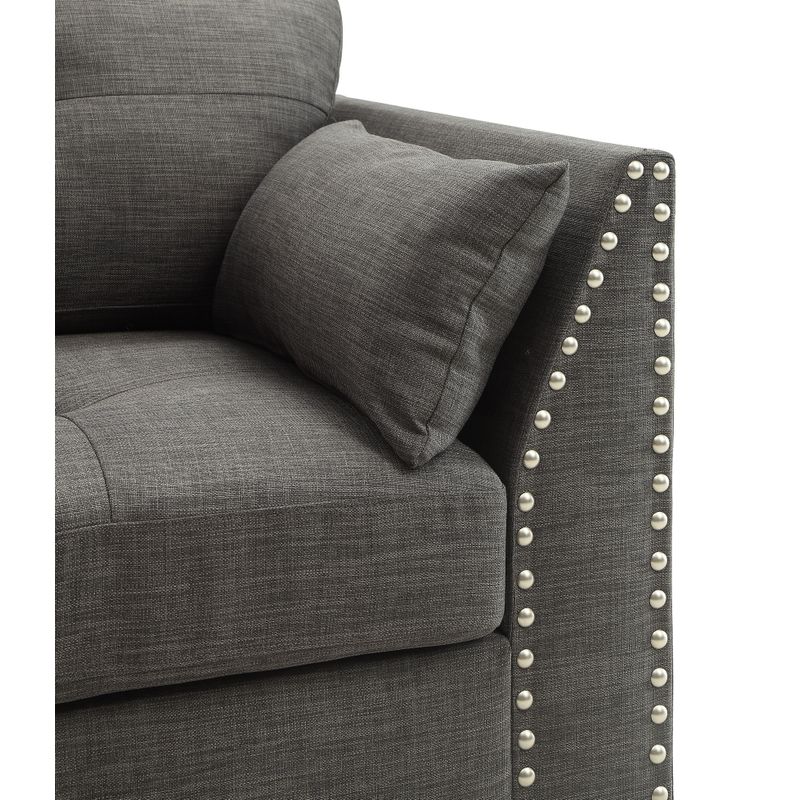 ACME Laurissa Chair w/3 Pillows, Light Charcoal Linen