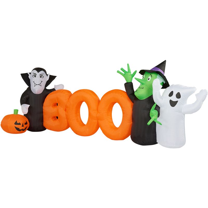 10-ft. Wide Prelit Inflatable Boo Sign with Vampire, Ghost, and Witch