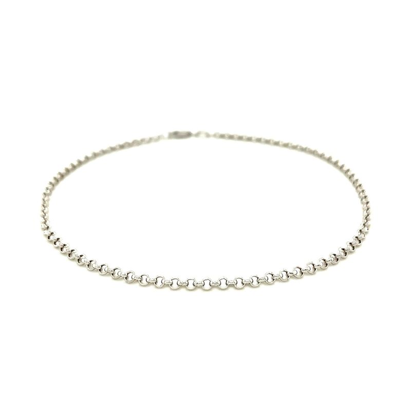 2.3mm 10k White Gold Rolo Anklet (10 Inch)