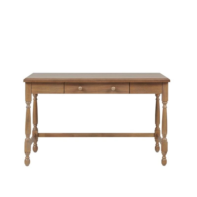 Natural Tabitha Solid Wood Desk with 1 Drawer and turned legs
