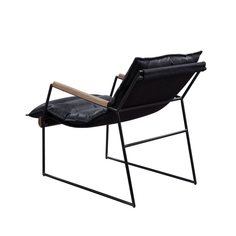 ACME Luberzo Accent Chair, Distress Espresso Top Grain Leather & Matt Iron Finish