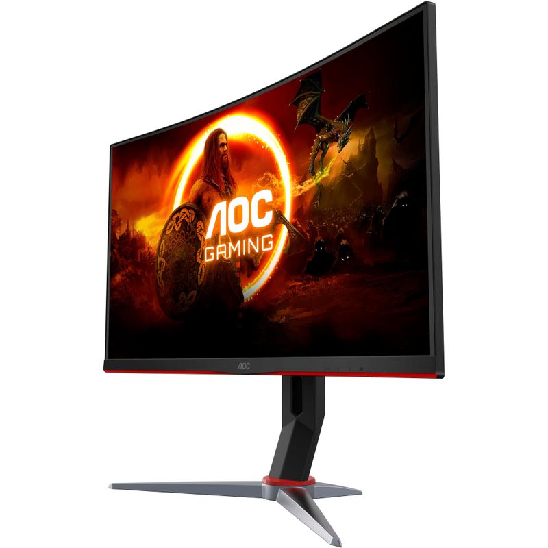 AOC - G2 Series C24G2 24 LED Curved FHD FreeSync Premium Monitor (DisplayPort HDMI VGA) - Black/Red