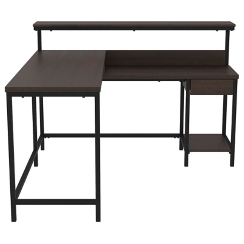 Warm Brown Camiburg L-Desk with Storage