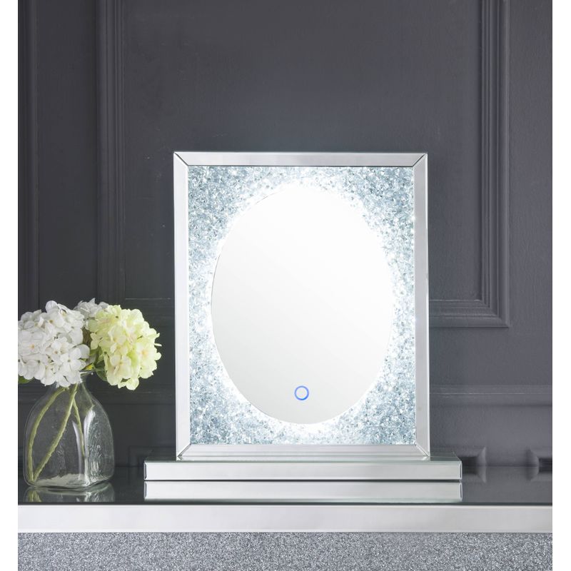 ACME Noralie Accent Mirror w/LED, Mirrored & Faux Diamonds