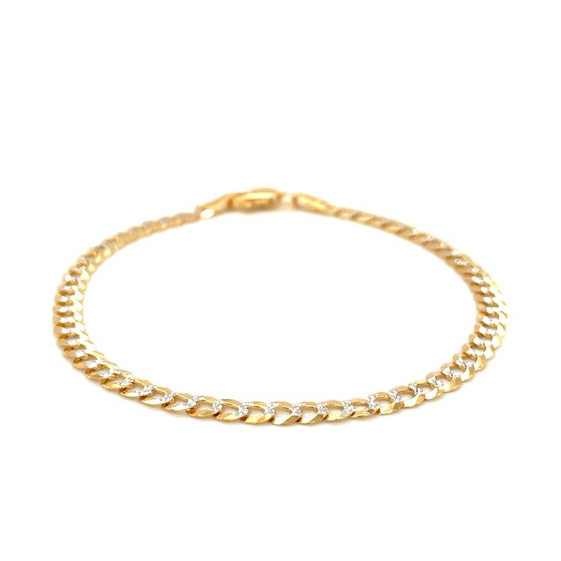Rent to own 3.6mm 14k Two Tone Gold Pave Curb Bracelet (7 Inch