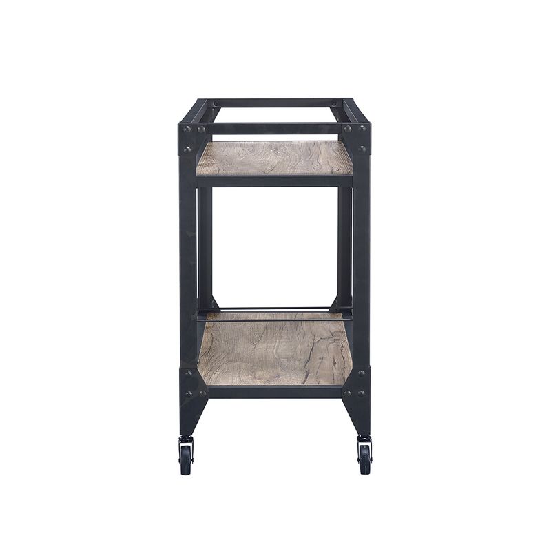 ACME Jorgensen Serving Cart, Rustic Oak & Charcoal