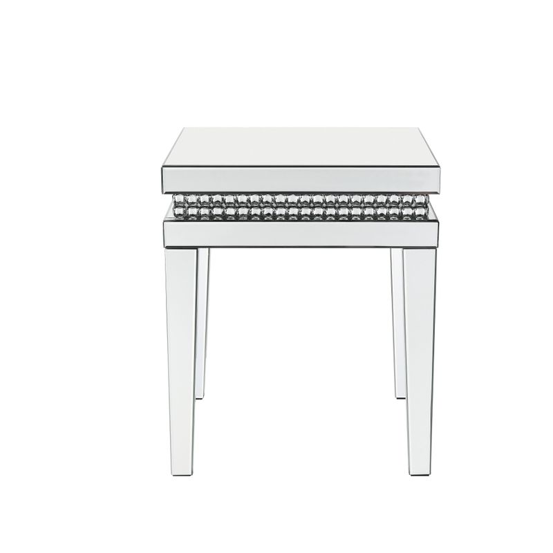 ACME Lotus End Table, Mirrored, Faux Ice Cube Crystals