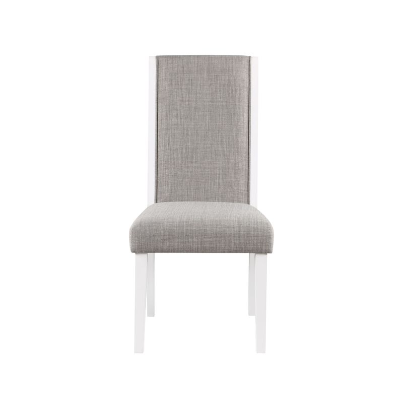 ACME Hollyn Side Chair (Set-2), Gray Linen & White Finish