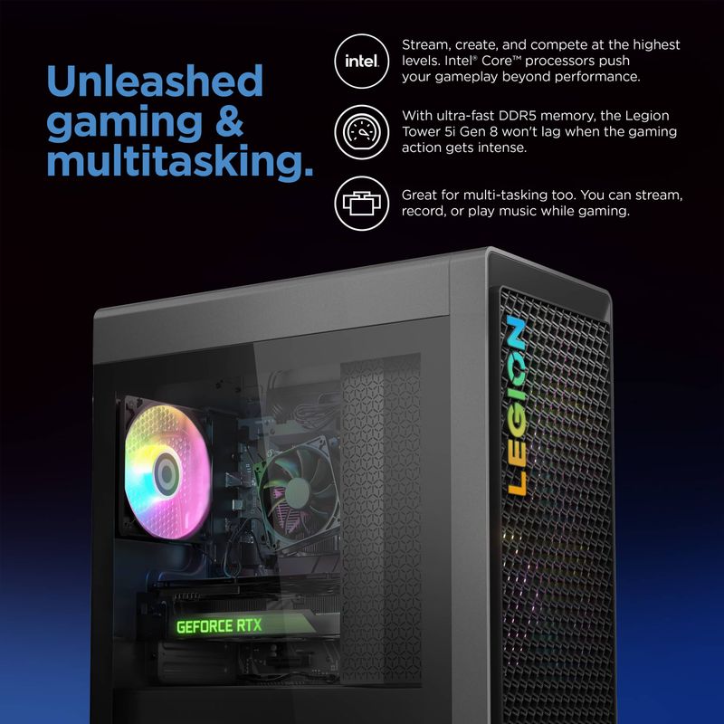 Lenovo - Legion Tower 5i Gaming Desktop - Intel Core i5 14400F - 16GB Memory - NVIDIA GeForce RTX 4060 - 1TB SSD - Storm Grey