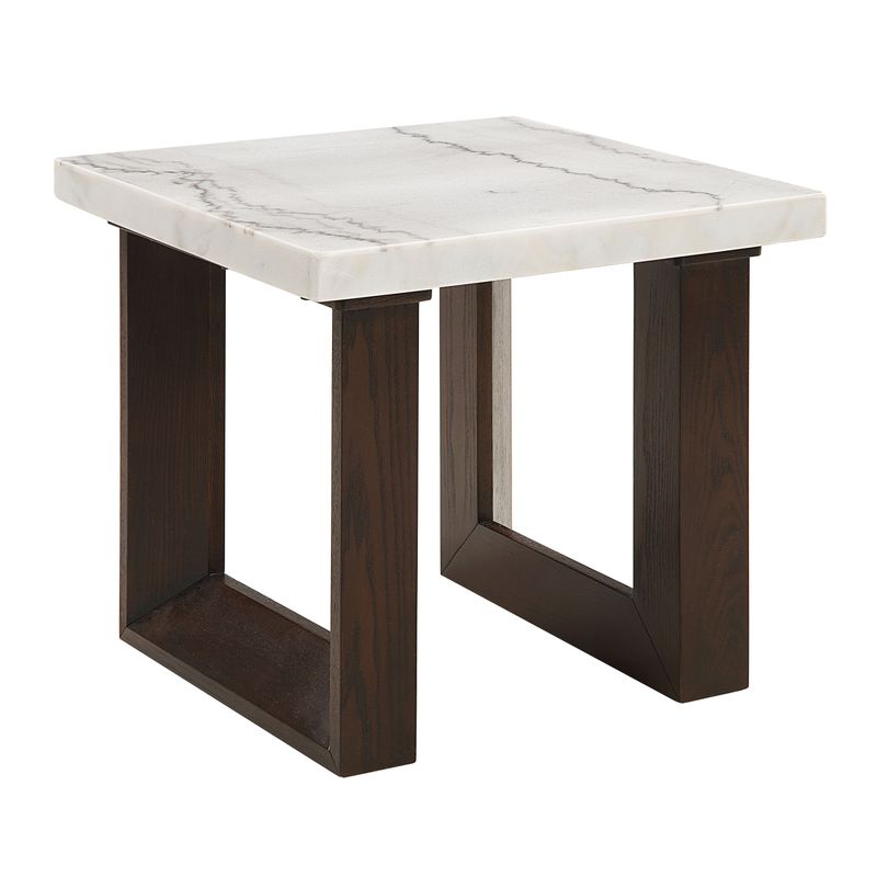 ACME Edwyn End Table w/Marble Top in Natural Marble Top & Espresso Finish