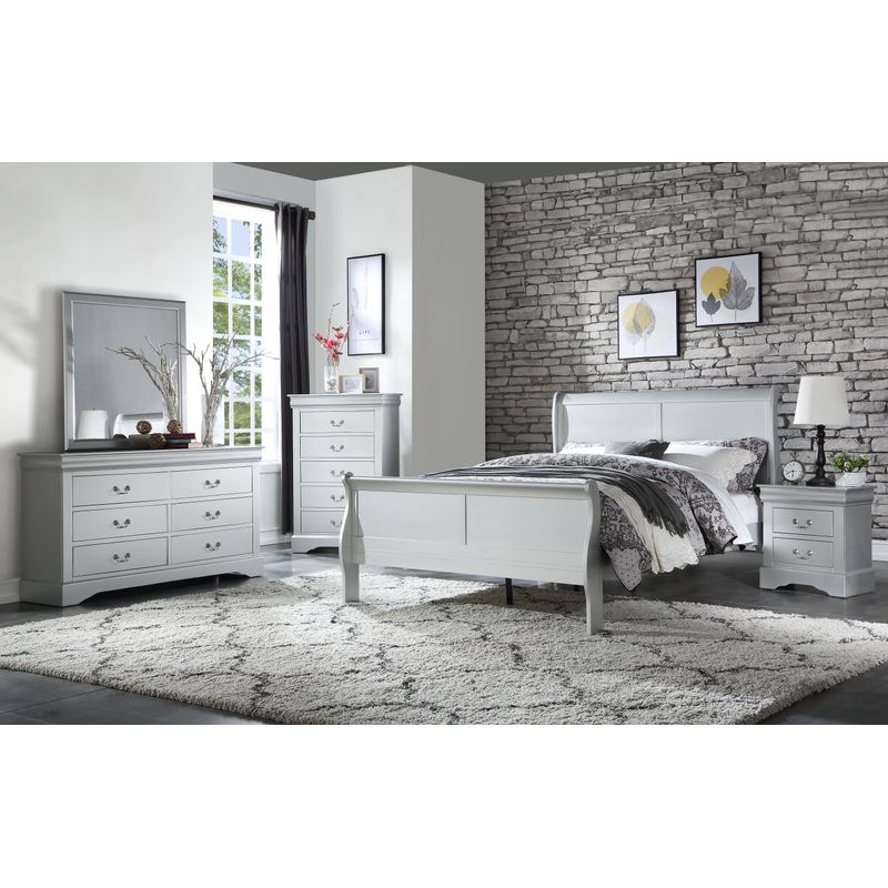 ACME Louis Philippe Twin Bed, Platinum