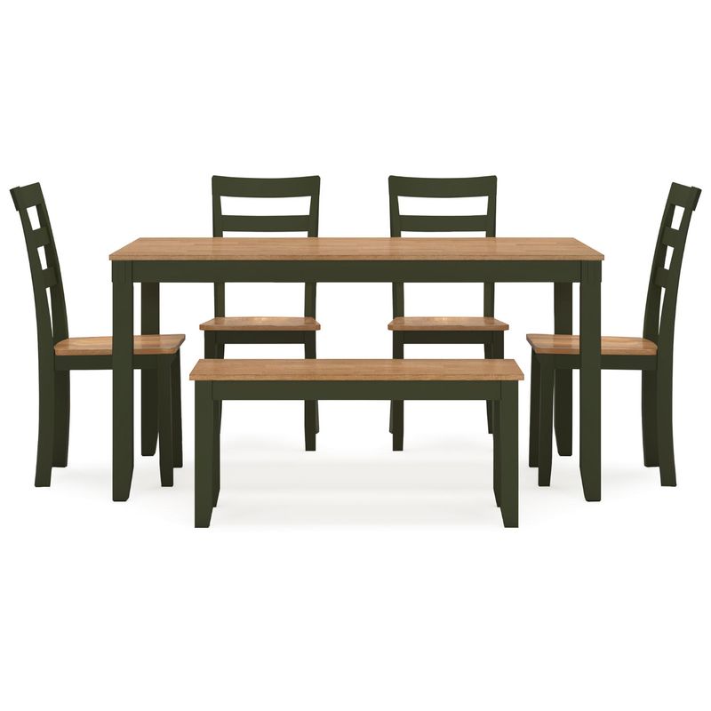 Gesthaven Dining Table with 4 Chairs and Bench (Set of 6)
