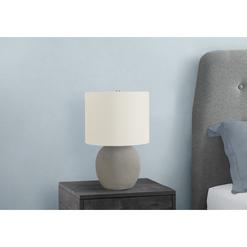 Lighting - 20"H Table Lamp Grey Concrete / Ivory Shade