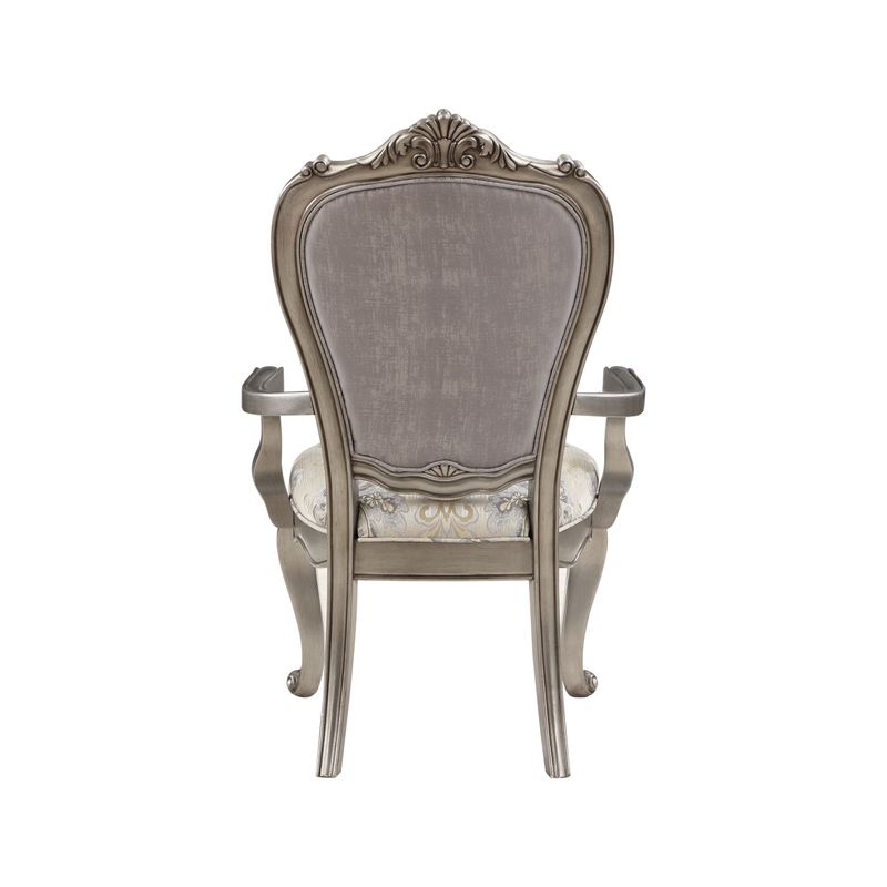 ACME Ariadne Side Chair (Set-2), Velvet & Antique Platinum Finish
