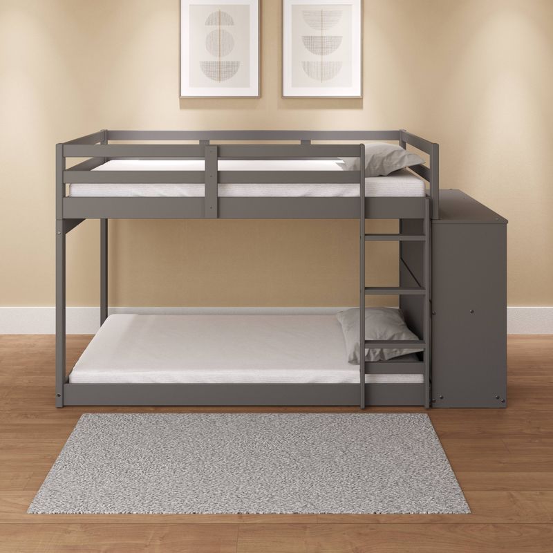 ACME Gaston Twin/Twin Bunk Bed w/4 Drawers & 3 Compartments, Gray Finish