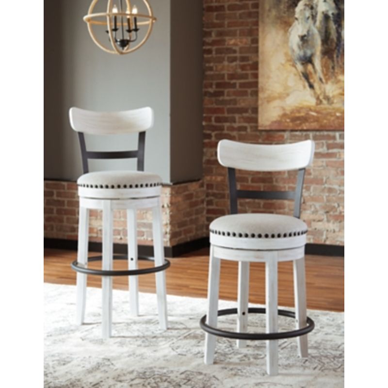 White Valebeck Upholstered Swivel Barstool (1/CN)