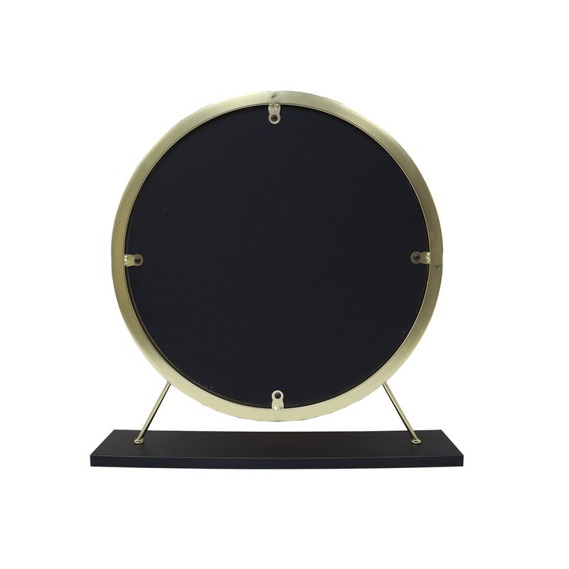 ACME Adao Vanity Mirror & Stool, Faux Fur, Mirror, Black & Brass Finish