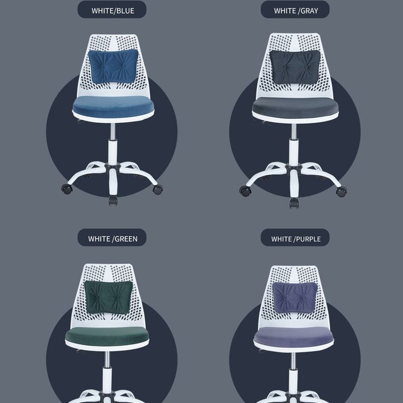 Comfortable Office Chair Task Chair with Adjustable Height - White+Purple