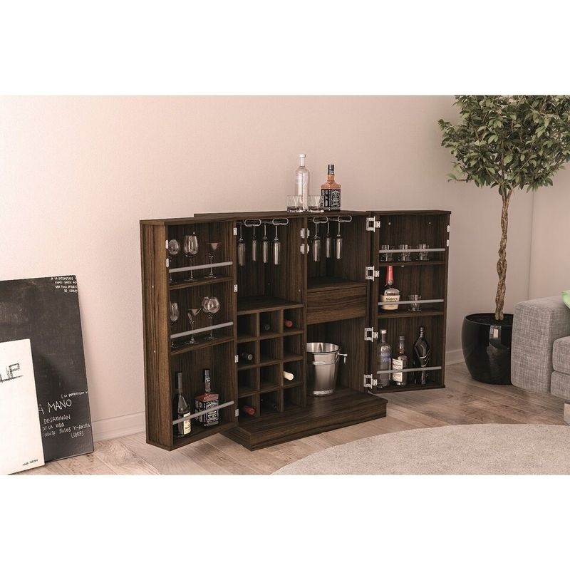 Boahaus Brown Expandable Bar Cabinet with Wine Storage - Brown