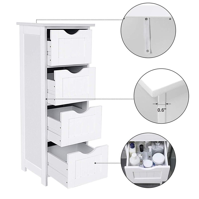 Bathroom Storage Cabinet, Freestanding Office Cabinet with Drawers - White - Wood Finish
