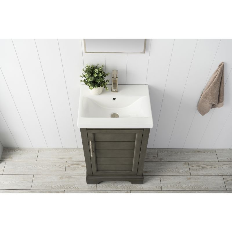 Vanity Art 20" Single Sink Bathroom Vanity with Ceramic Sink & Top - Grey