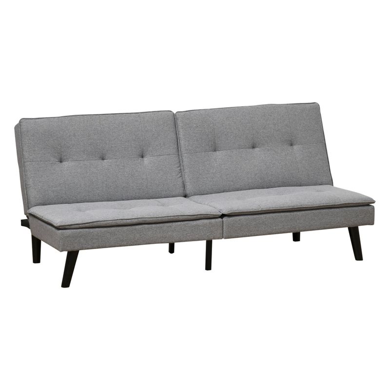 HOMCOM Convertible Lounge Futon Sofa Bed/3 Seater Tufted Fabric Upholstered Sleeper with Adjustable Backrest, Grey - Grey - Twin