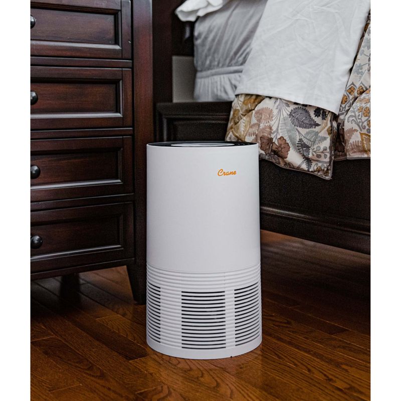 Crane True HEPA Air Purifier with UV Light for Rooms up to 300 sq. ft. - White