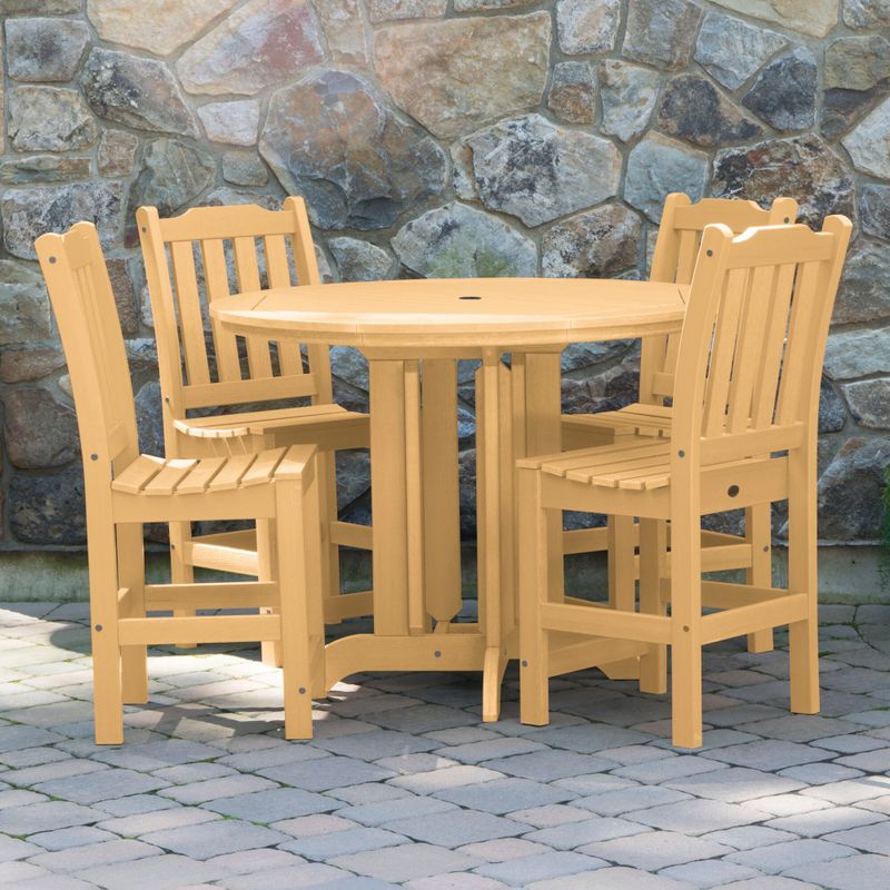 Highwood Lehigh 5-piece Round Counter-Height Dining Set - Weathered Acorn