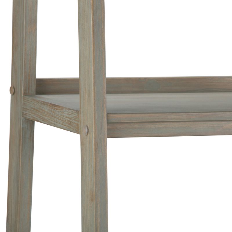 WYNDENHALL Hawkins SOLID WOOD 72 inch x 24 inch Modern Industrial Ladder Shelf - 24"w x 20"d x 72" h - Distressed Grey