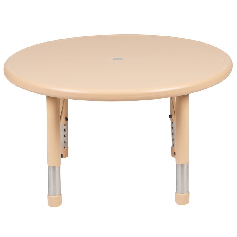 33" Round Plastic Height Adjustable Activity Table - School Table for 4 - Blue